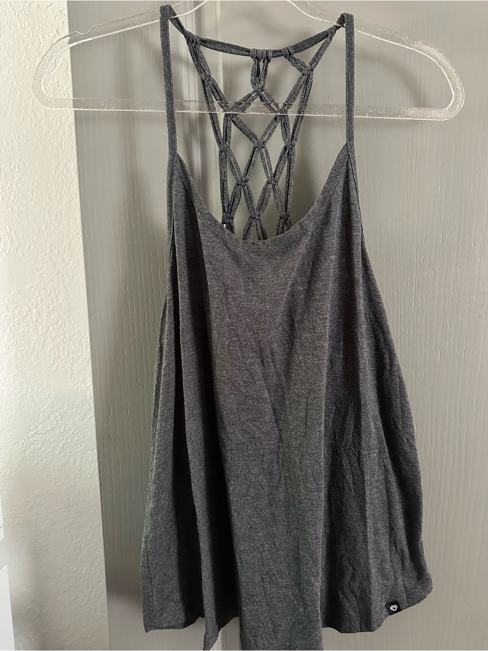 Colosseum Charcoal Gray Macramé Back Camisole